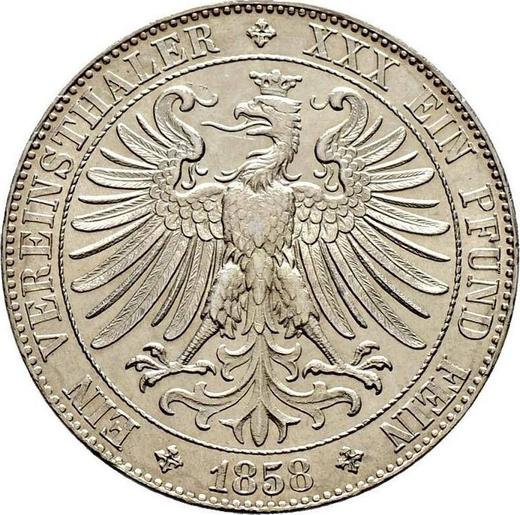 Rewers monety - Talar 1858 - cena srebrnej monety - Frankfurt nad Menem, Wolne Miasto
