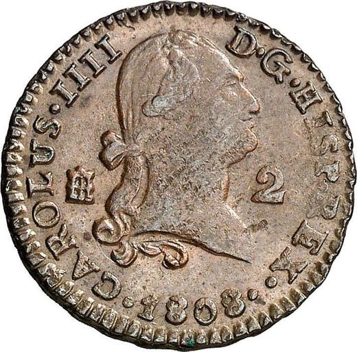 Obverse 2 Maravedís 1808 -  Coin Value - Spain, Charles IV