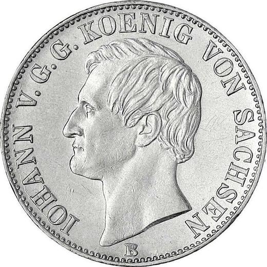 Obverse Thaler 1861 B "Mining" - Silver Coin Value - Saxony-Albertine, John
