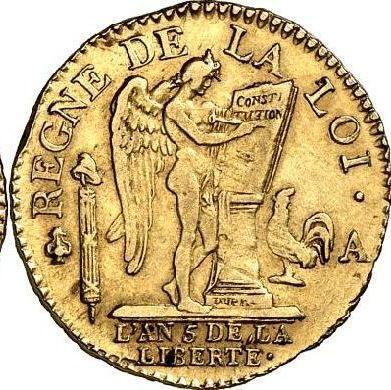 Reverse Louis d'Or 1793 A - Gold Coin Value - France, Louis XVI