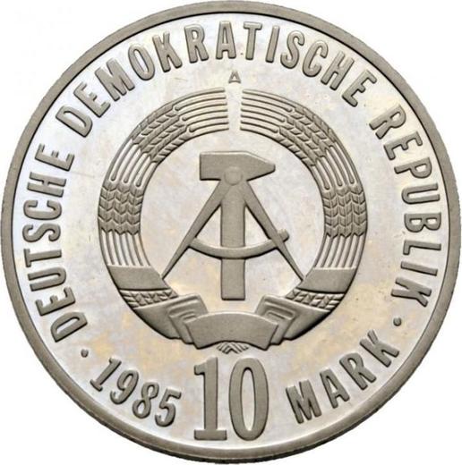 Reverso 10 marcos 1985 A "Liberación del fascismo" - valor de la moneda - Alemania, República Democrática Alemana (RDA)