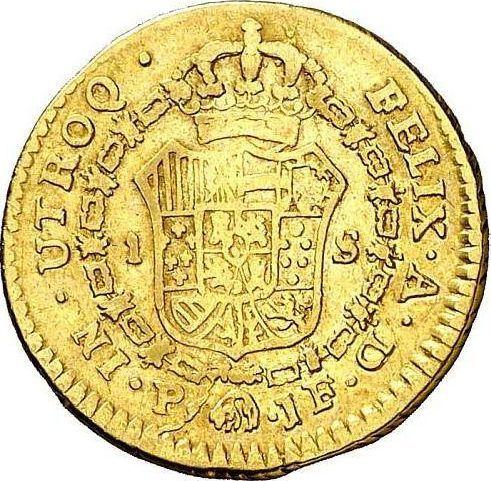 Reverse 1 Escudo 1803 P JF - Gold Coin Value - Colombia, Charles IV