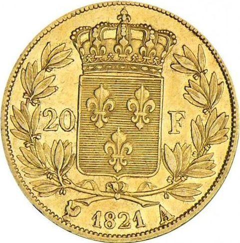 Revers 20 Franken 1821 A "Typ 1816-1824" - Goldmünze Wert - Frankreich, Ludwig XVIII