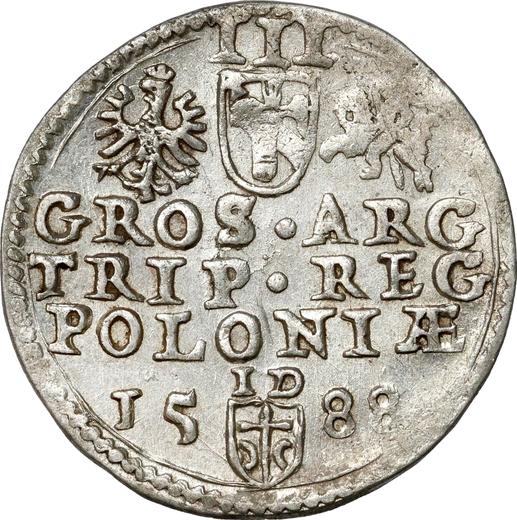 Reverse 3 Groszy (Trojak) 1588 ID "Olkusz Mint" Inscription "M D L" - Silver Coin Value - Poland, Sigismund III Vasa