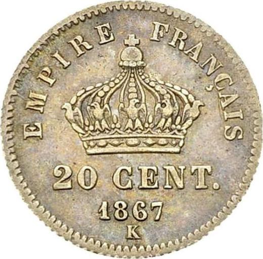 Reverse 20 Centimes 1867 K "Type 1867-1868" - Silver Coin Value - France, Napoleon III