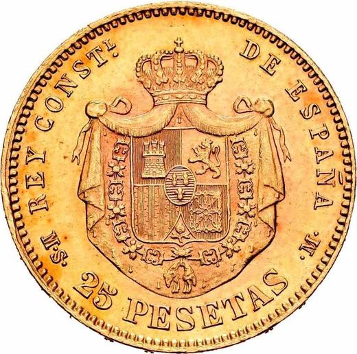 Reverse 25 Pesetas 1884 MSM - Gold Coin Value - Spain, Alfonso XII