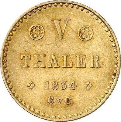 Reverse 5 Thaler 1834 CvC - Gold Coin Value - Brunswick-Wolfenbüttel, William