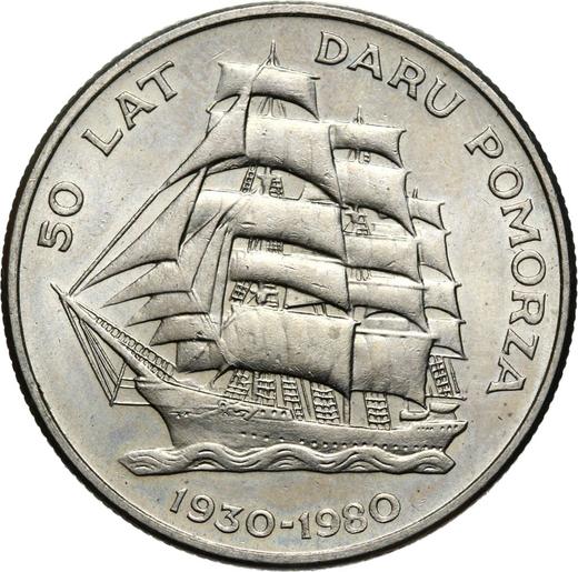 Reverse 20 Zlotych 1980 MW "50 Years of Dar Pomorza" Copper-Nickel - Coin Value - Poland, Peoples Republic