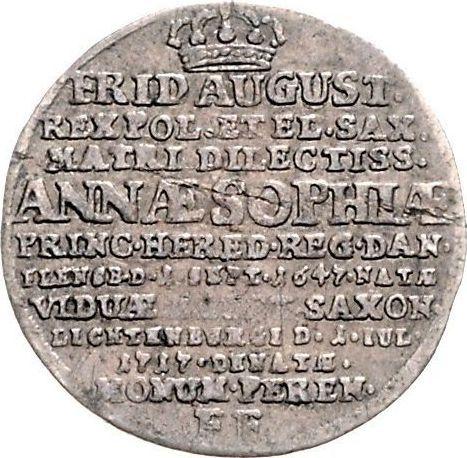 Rewers monety - 1 grosz 1717 IGS "Na śmierć Anny Zofii" - cena srebrnej monety - Polska, August II Mocny