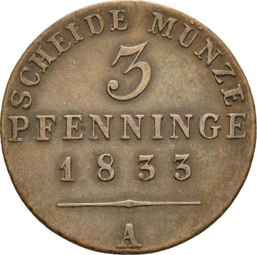 Reverse 3 Pfennig 1833 A -  Coin Value - Prussia, Frederick William III