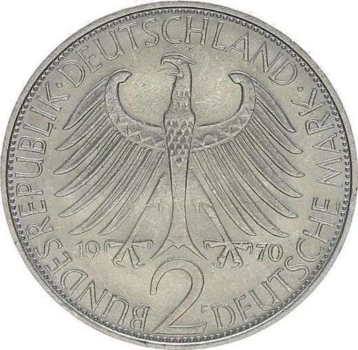 Reverse 2 Mark 1970 F "Max Planck" -  Coin Value - Germany, FRG