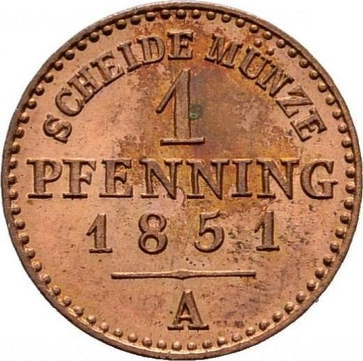 Реверс монеты - 1 пфенниг 1851 года A - цена  монеты - Липпе, Пауль Фридрих Эмиль Леопольд III