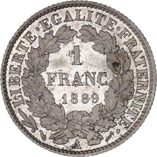 Revers 1 Franken 1889 A "Typ 1871-1895" - Silbermünze Wert - Frankreich, Dritte Republik