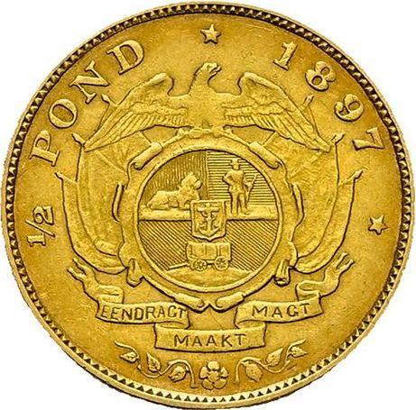 Reverse 1/2 pond (Transvaal) 1897 - Gold Coin Value - RSA, Transvaal Republic