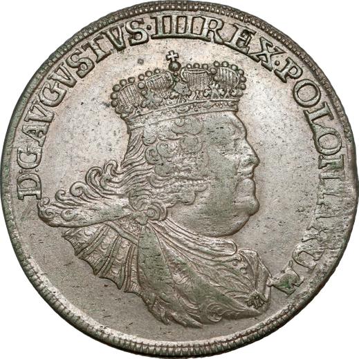 Obverse Ort (18 Groszy) 1755 EC "Crown" - Silver Coin Value - Poland, Augustus III