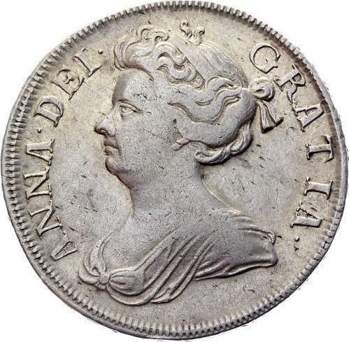 Аверс монеты - 1/2 кроны (Полукрона) 1710 года Розы и перья в углах - цена серебряной монеты - Великобритания, Анна