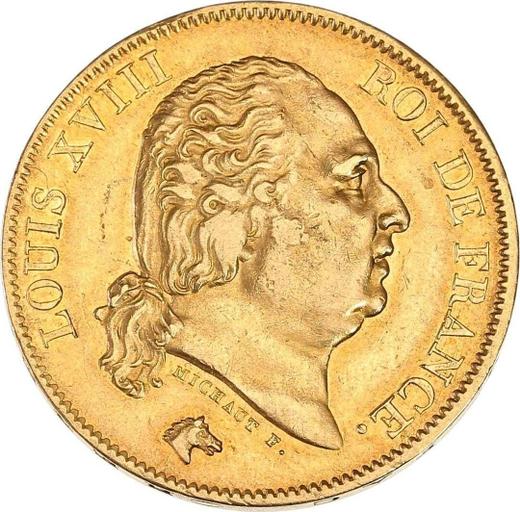 Obverse 40 Francs 1823 A "Type 1816-1824" - Gold Coin Value - France, Louis XVIII