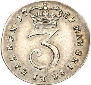 Reverso 3 peniques 1739 - valor de la moneda de plata - Gran Bretaña, Jorge II