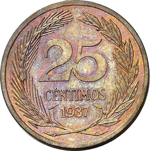 Reverse Pattern 25 Céntimos 1937 Copper Diameter 20 mm -  Coin Value - Spain, II Republic