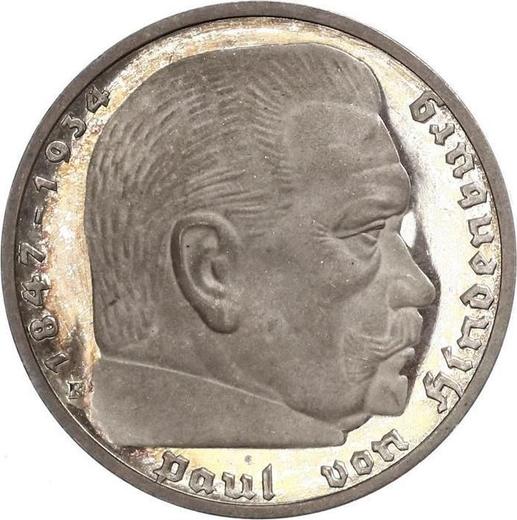 Obverse 5 Reichsmark 1935 F "Hindenburg" - Silver Coin Value - Germany, Third Reich