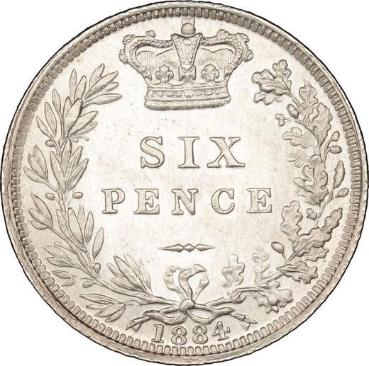 Reverse Sixpence 1884 - Silver Coin Value - United Kingdom, Victoria