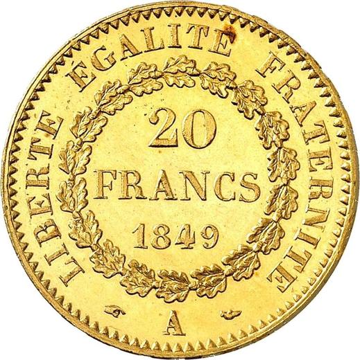 Reverse 20 Francs 1849 A "Type 1848-1849" - Gold Coin Value - France, Second Republic