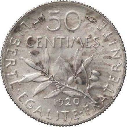 Revers 50 Centime 1920 "Sämann" - Silbermünze Wert - Frankreich, Dritte Republik