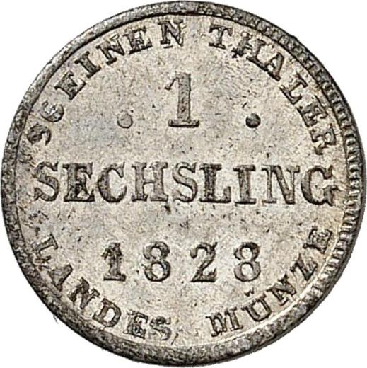 Revers Sechsling 1828 - Silbermünze Wert - Mecklenburg-Schwerin, Friedrich Franz I