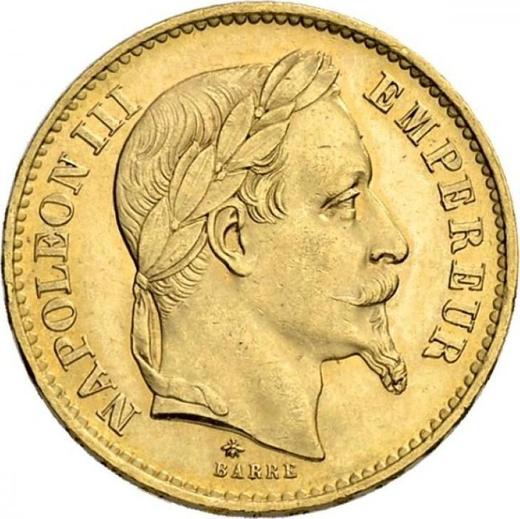 Аверс монеты - 20 франков 1870 года A "Тип 1861-1870" - цена золотой монеты - Франция, Наполеон III