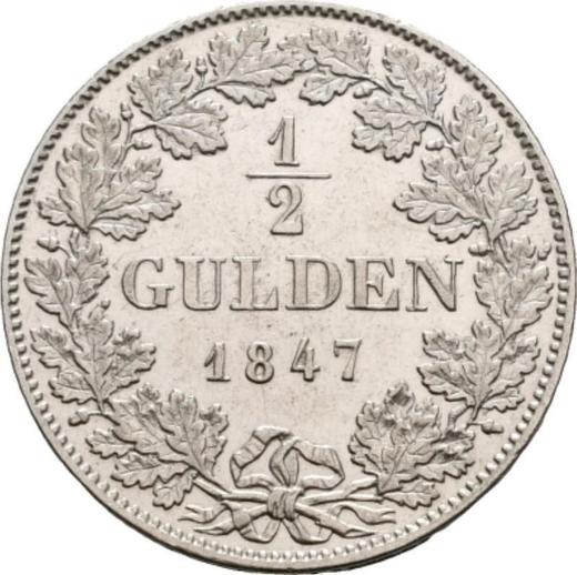 Reverse 1/2 Gulden 1847 - Silver Coin Value - Württemberg, William I