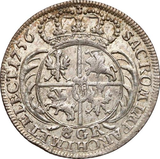 Reverse 2 Zlote (8 Groszy) 1756 ""8 GR"" - Silver Coin Value - Poland, Augustus III