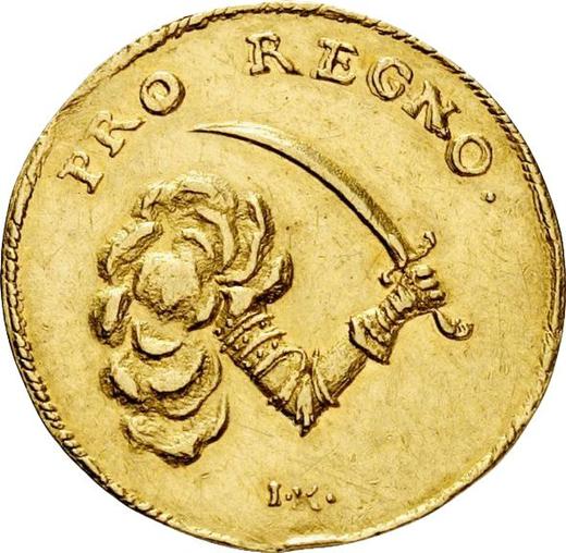 Awers monety - Dukat 1697 IK "Koronacja" - cena złotej monety - Polska, August II Mocny