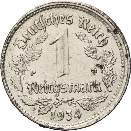 Obverse 1 Reichsmark 1934 A "Type 1933-1939" -  Coin Value - Germany, Third Reich