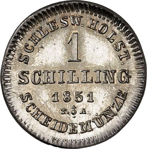 Реверс монеты - 1 шиллинг 1851 года TA - цена серебряной монеты - Шлезвиг-Гольштейн, Переходное правительство