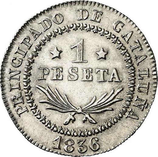 Reverso 1 peseta 1836 B PS - valor de la moneda de plata - España, Isabel II