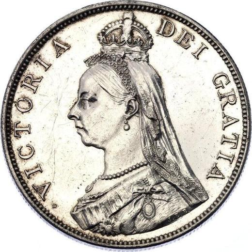 Avers 2 Schilling (Florin) 1889 JEB "Jubiläumsporträt" - Silbermünze Wert - Großbritannien, Victoria