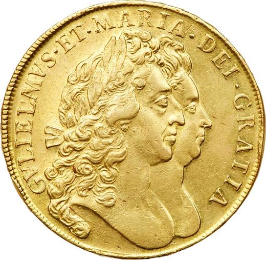 Obverse Five guineas 1694 - Gold Coin Value - United Kingdom, William III and Mary II