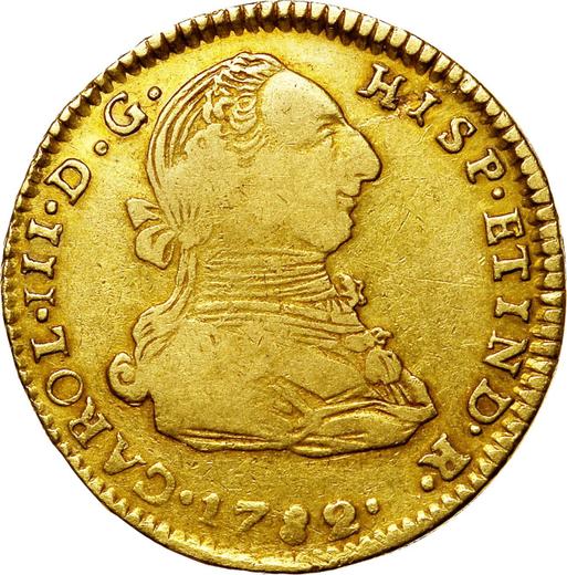 Obverse 2 Escudos 1782 PTS PR - Gold Coin Value - Bolivia, Charles III