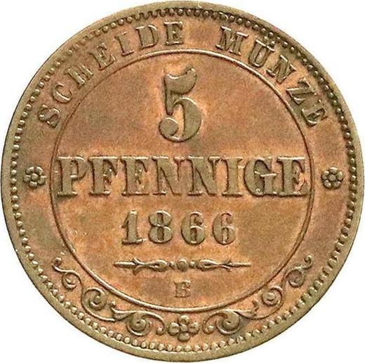 Reverse 5 Pfennig 1866 B -  Coin Value - Saxony-Albertine, John