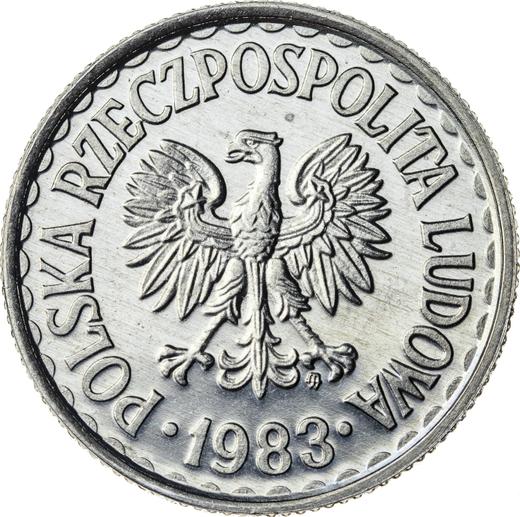 Obverse 1 Zloty 1983 MW - Coin Value - Poland, Peoples Republic