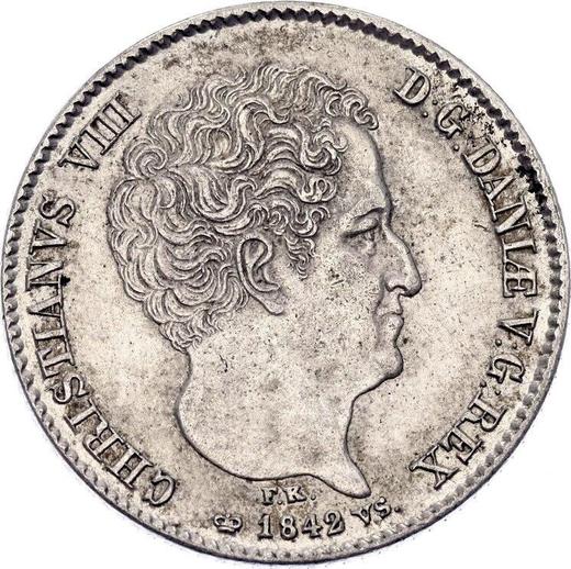 Awers monety - 5 szylingów 1842 VS - cena srebrnej monety - Szlezwik-Holsztyn, Chrystian VIII