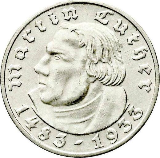Awers monety - 5 reichsmark 1933 F "Marcin Luter" - cena srebrnej monety - Niemcy, III Rzesza