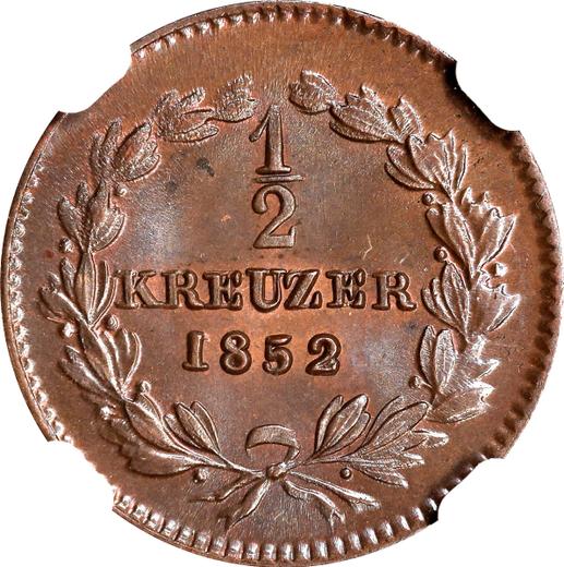 Reverso Medio kreuzer 1852 - valor de la moneda  - Baden, Leopoldo I de Baden