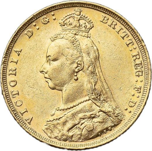Anverso Soberano 1892 JEB "Retrato jubilar" - valor de la moneda de oro - Gran Bretaña, Victoria