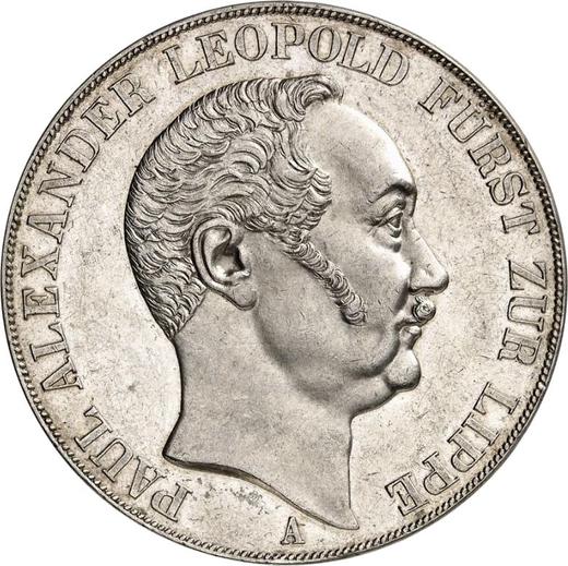 Аверс монеты - 2 талера 1843 года A - цена серебряной монеты - Липпе, Пауль Александр Леопольд II