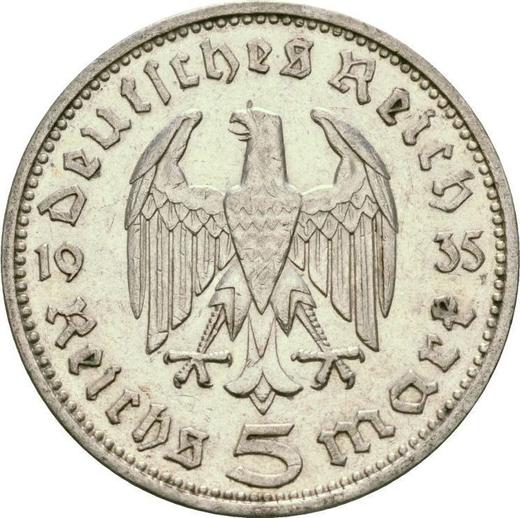 Reverse 5 Reichsmark 1935 G "Hindenburg" - Silver Coin Value - Germany, Third Reich