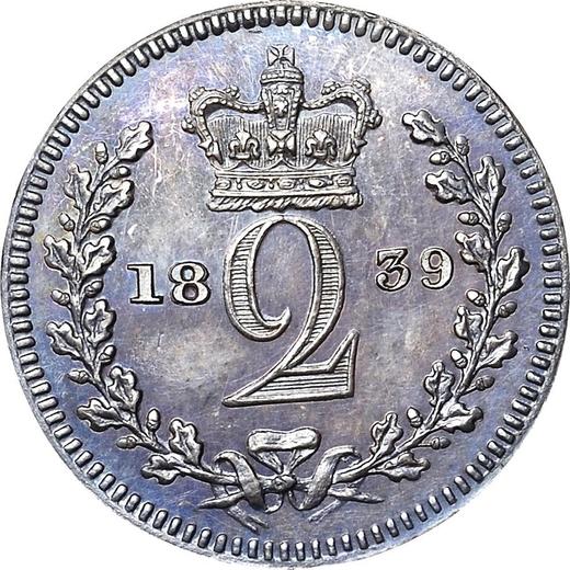 Reverso 2 peniques 1839 - valor de la moneda de plata - Gran Bretaña, Victoria