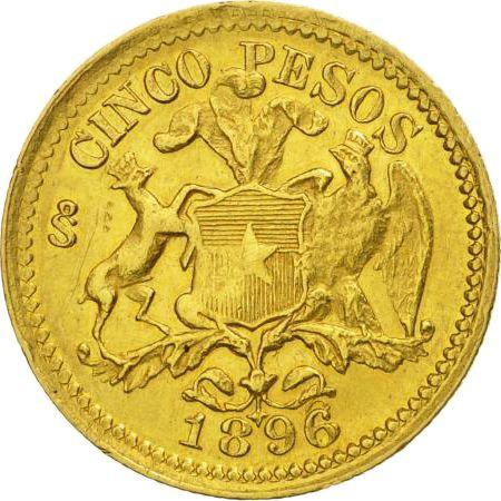 Obverse 5 Pesos 1896 So - Gold Coin Value - Chile, Republic