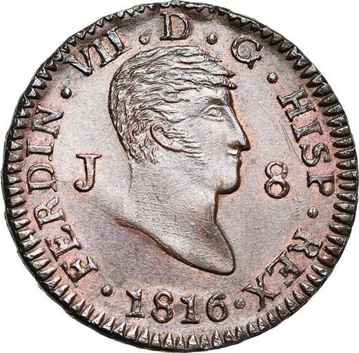 Obverse 8 Maravedís 1816 J "Type 1811-1817" -  Coin Value - Spain, Ferdinand VII