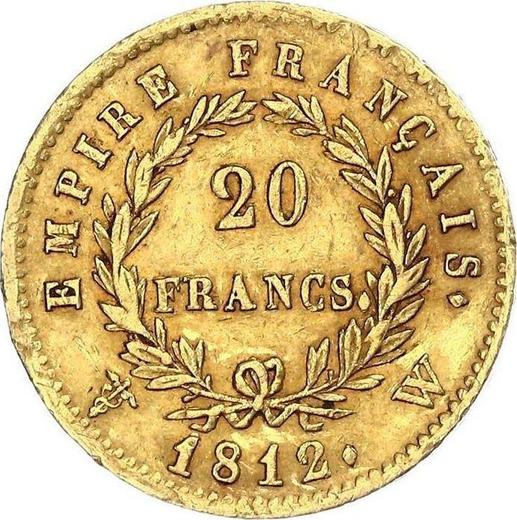Reverse 20 Francs 1812 W "Type 1809-1815" - Gold Coin Value - France, Napoleon I